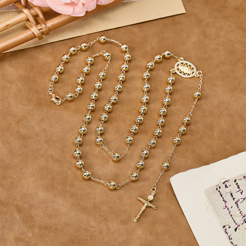 Classic Metal Rosary with Our Lady & Crucifix: Divine Guidance Sign