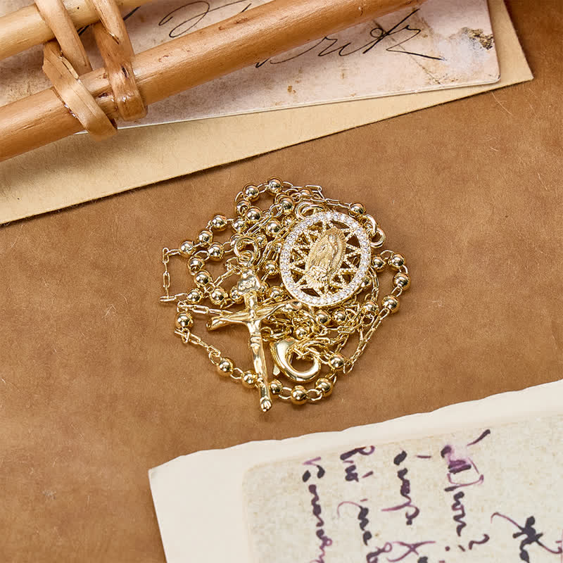 Mini Metal Bead Rosary with Our Lady Medal & Crucifix: Badge of Heavenly Care