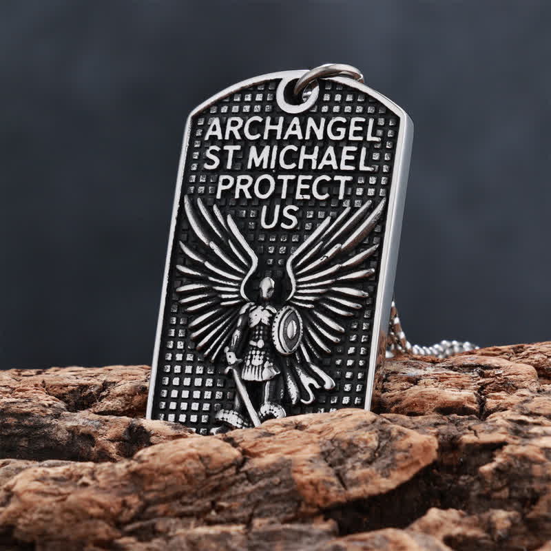 Rugged St. Michael Archangel Stainless Necklace: Vessel of Timeless Sacred Shield