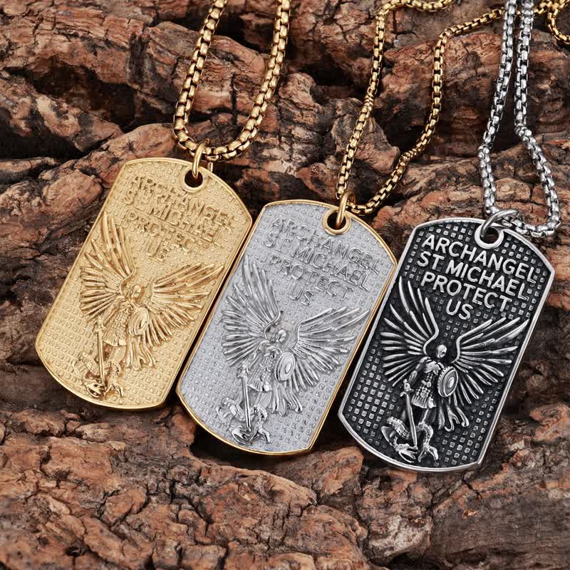 Rugged St. Michael Archangel Stainless Necklace: Vessel of Timeless Sacred Shield