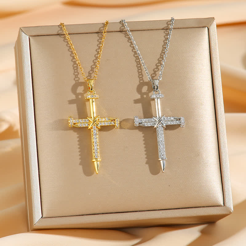 Nailed Cross Titanium Steel Chain Necklace: Symbol of Timeless Divine Protection