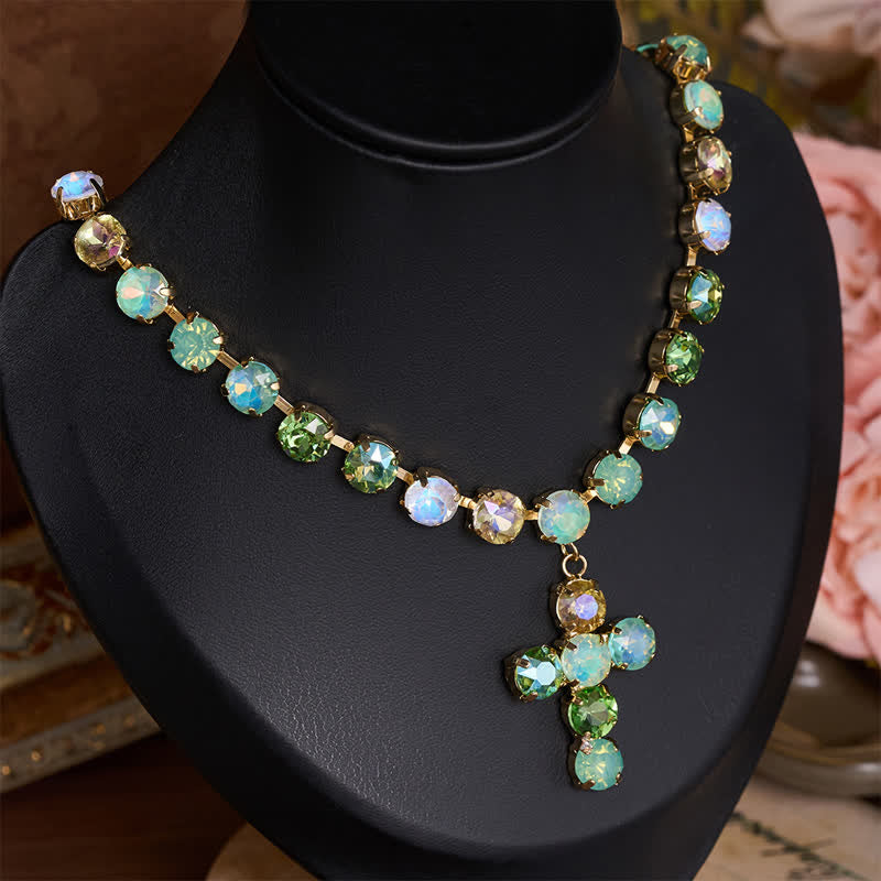 Statement Rivoli Crystal Copper Cross Necklace: Token of Unwavering Divine Majesty