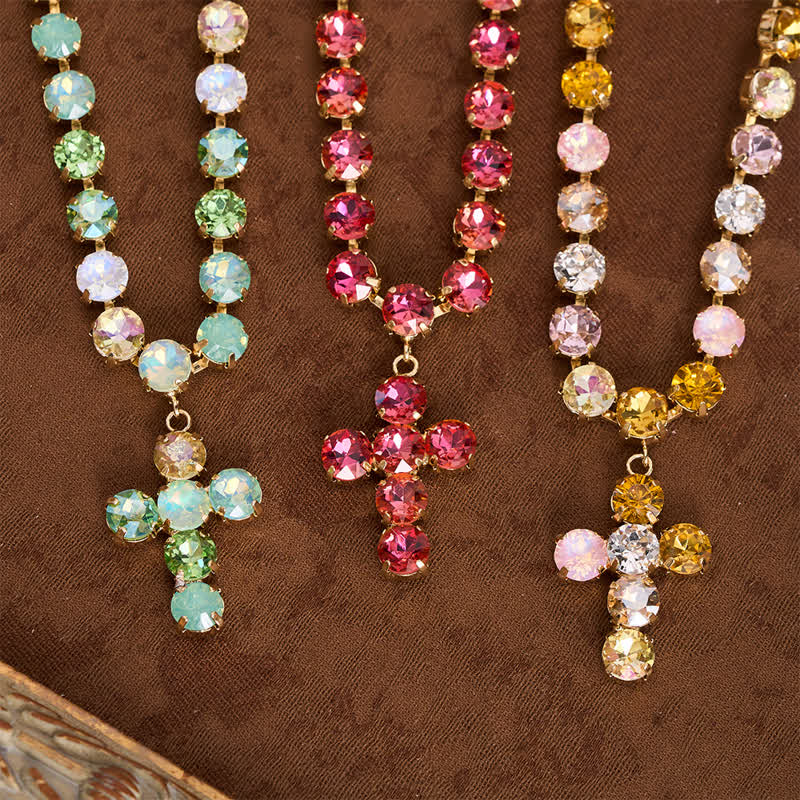 Statement Rivoli Crystal Copper Cross Necklace: Token of Unwavering Divine Majesty