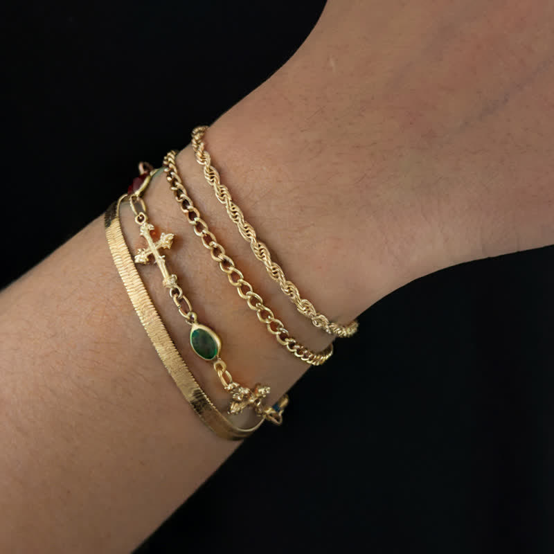 Elegant Multi-Style Cross Alloy Wrist Stack: Vessel of Quiet Devotion