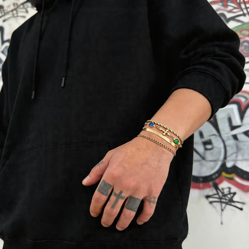 Elegant Multi-Style Cross Alloy Wrist Stack: Vessel of Quiet Devotion