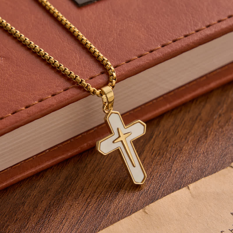 Refined Polished Copper Cross with Shell Inlay: Mark of Steady Heavenly Shelter