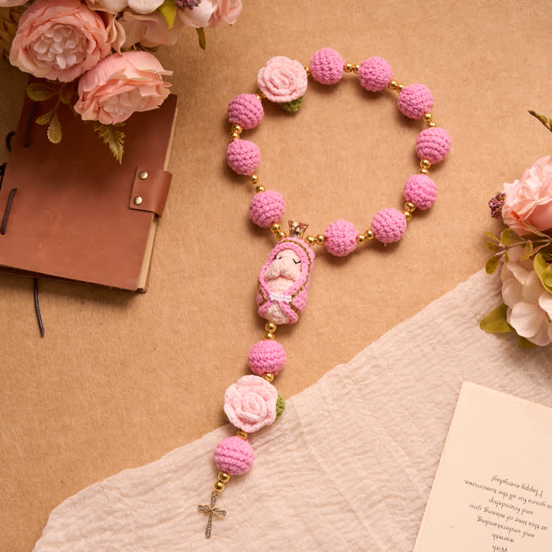 Crocheted Rosary With Our Lady & Holy Spirit: Emblem of Gentle Heavenly Tenderness