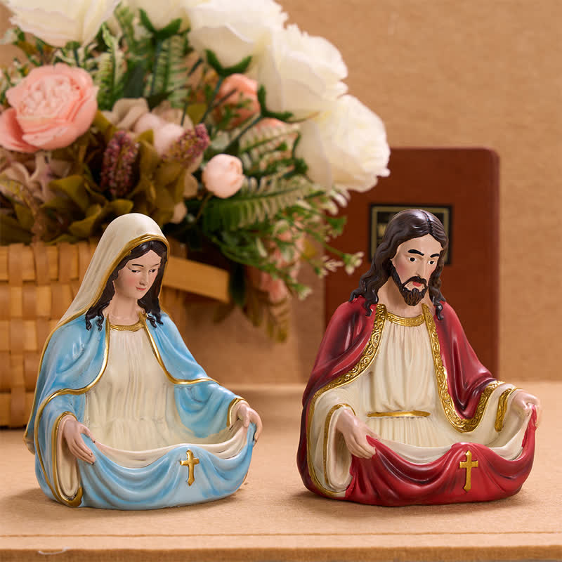 Vintage Finish Resin Figurine Rosary Caddy: Carrier Of Calm Sacred Warmth