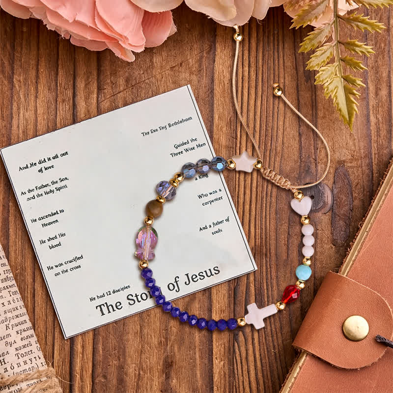 Scripture Narrative Beaded Cross Bracelet: Carrier of Soft Heavenly Providence