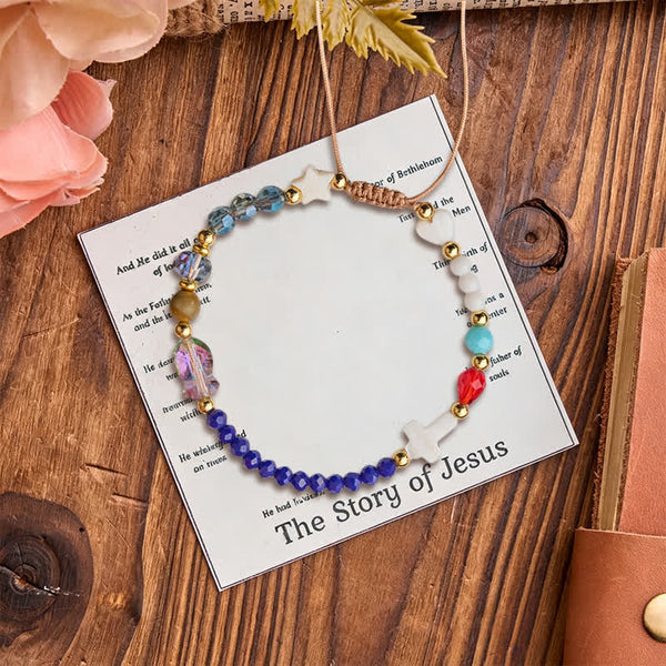 Scripture Narrative Beaded Cross Bracelet: Carrier of Soft Heavenly Providence