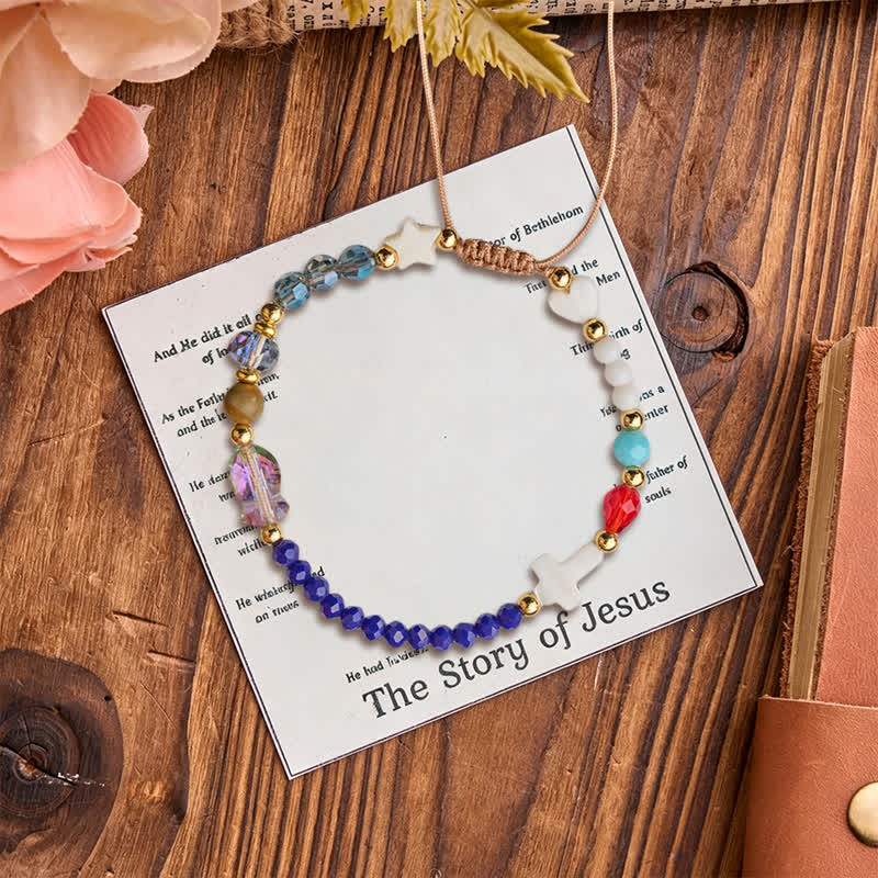 Scripture Narrative Beaded Cross Bracelet: Carrier of Soft Heavenly Providence