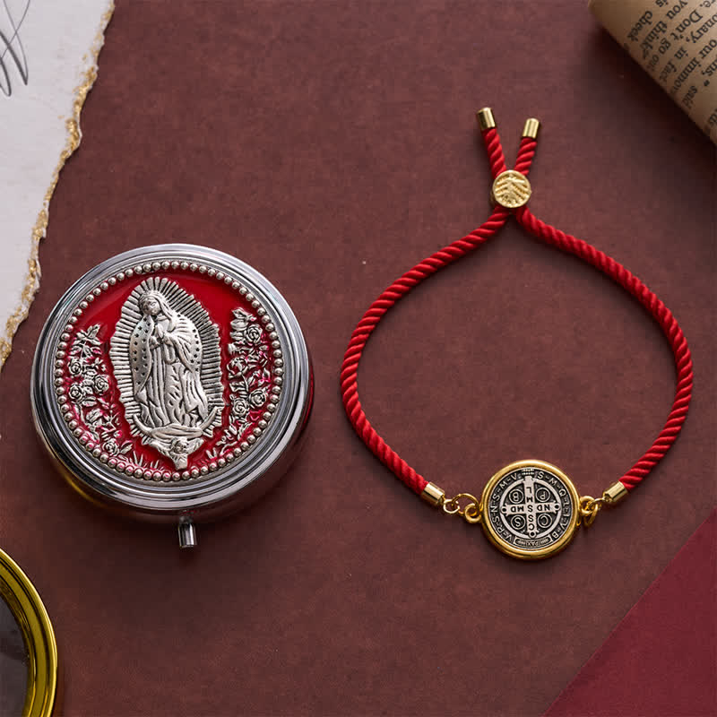 Adjustable Woven Cord St. Benedict Bracelet: Emblem of Steadfast Heavenly Safeguard