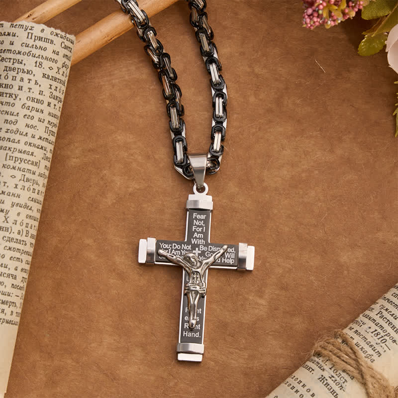 3D Sculpted Stainless Crucifix Necklace: Symbol of Timeless Divine Promise