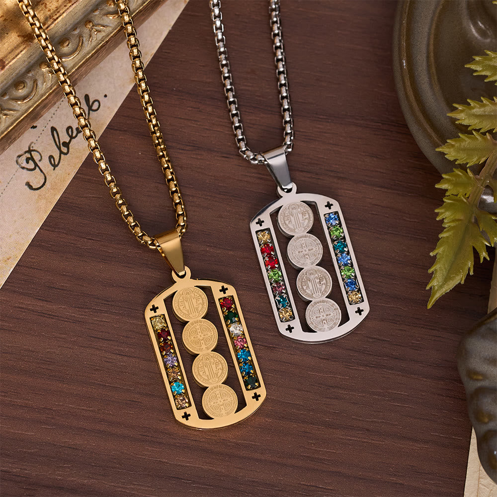 Polished St. Benedict Medallion Necklace: Token Of Soothing Daily Spiritual Calm