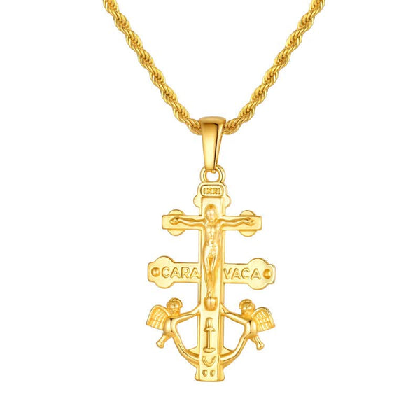 Intricate Caravaca Crucifix Rope Chain Necklace: Sign of Abiding Sacred Grace