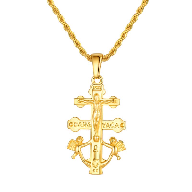 Intricate Caravaca Crucifix Rope Chain Necklace: Sign of Abiding Sacred Grace