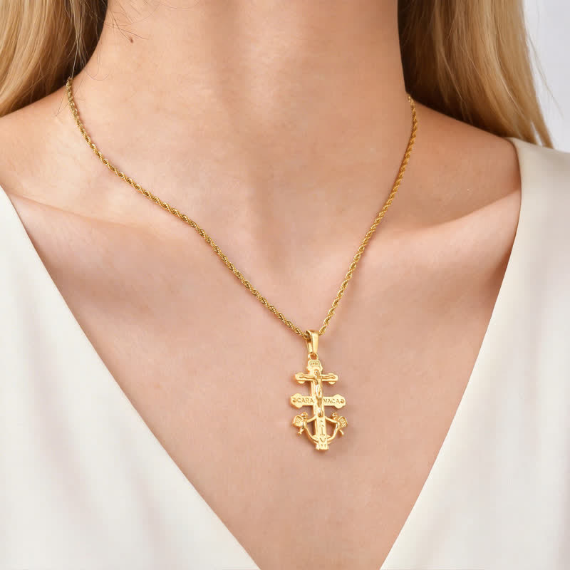 Intricate Caravaca Crucifix Rope Chain Necklace: Sign of Abiding Sacred Grace
