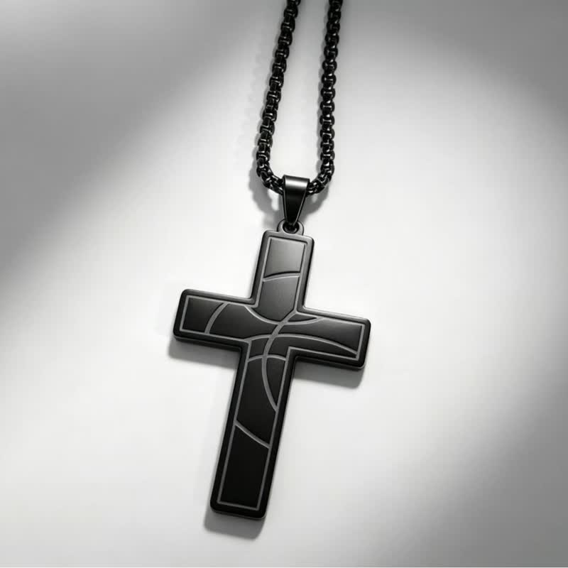 Modern Engraved Stainless Steel Cross Necklace: Bearer of Quiet Heavenly Comfort
