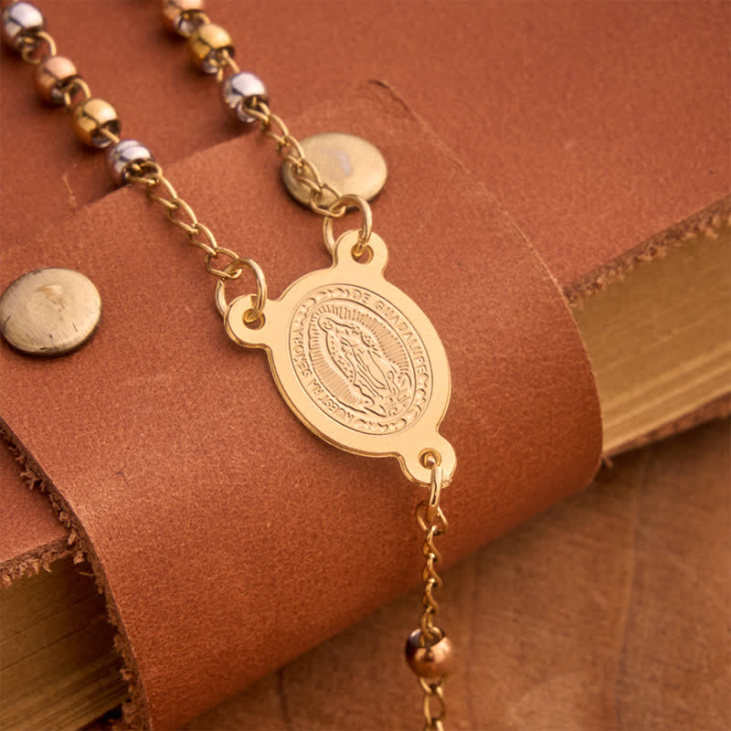 Our Lady Medal & Cross Ball Chain Rosary: Token of Gentle Divine Comfort