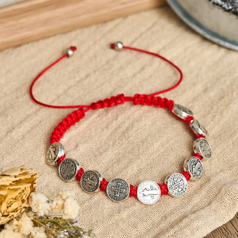 St.Benedict Medal Braided Devotional Bracelet: Token of Gentle Divine Comfort