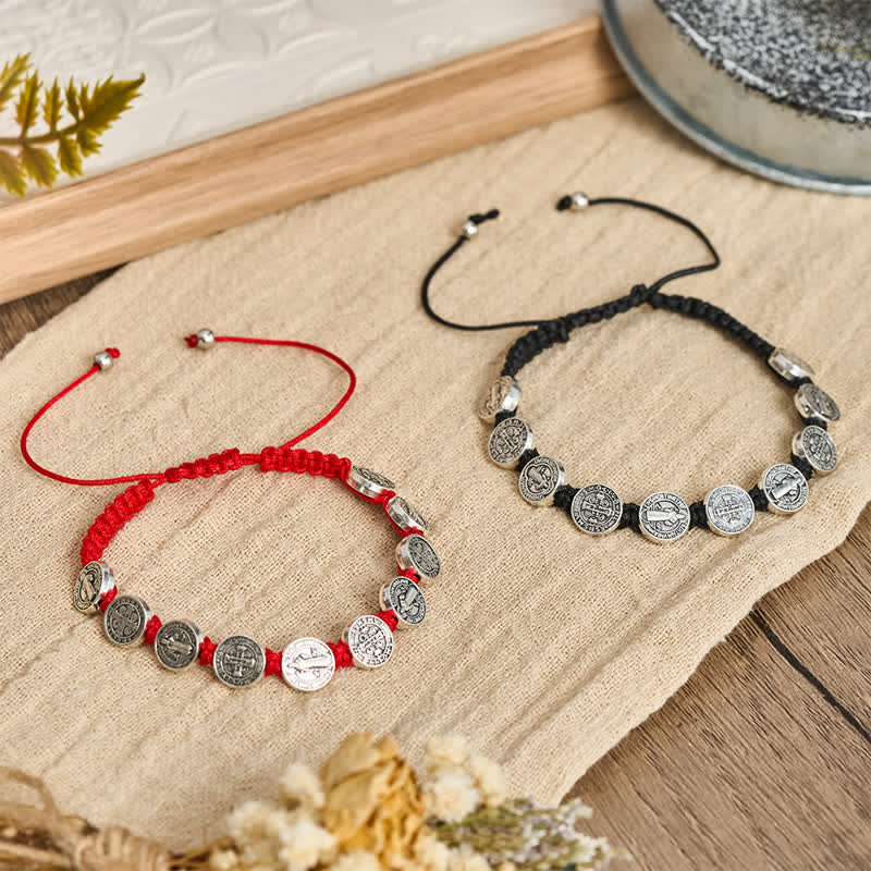 St.Benedict Medal Braided Devotional Bracelet: Token of Gentle Divine Comfort