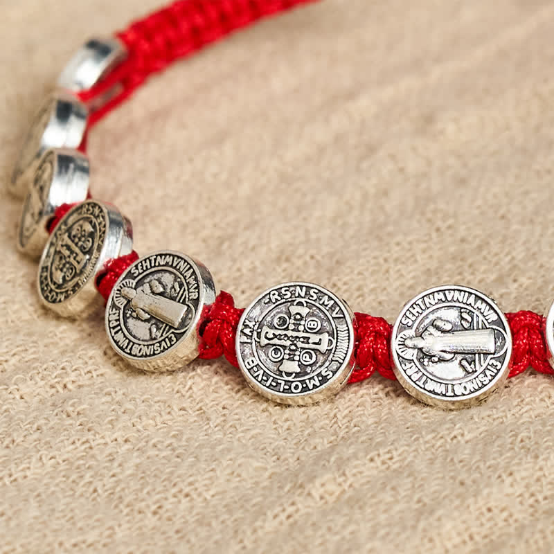 St.Benedict Medal Braided Devotional Bracelet: Token of Gentle Divine Comfort