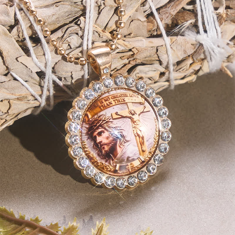 Printed Alloy Jesus Crucifix Pendant Necklace: Sign of Eternal Heavenly Salvation