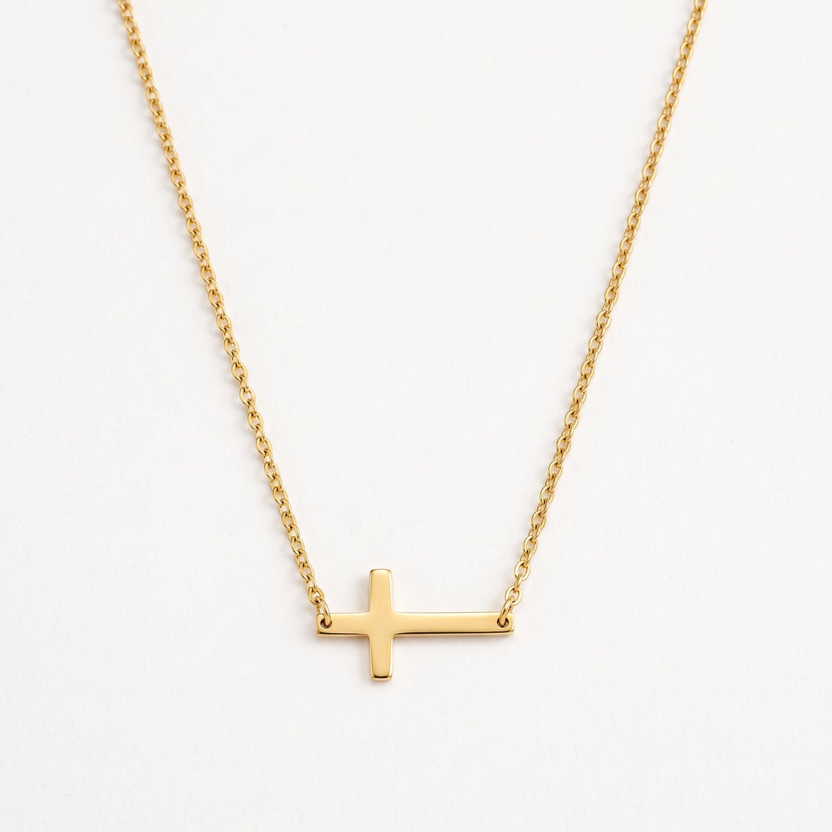 Stainless Steel Sideways Cross Necklace