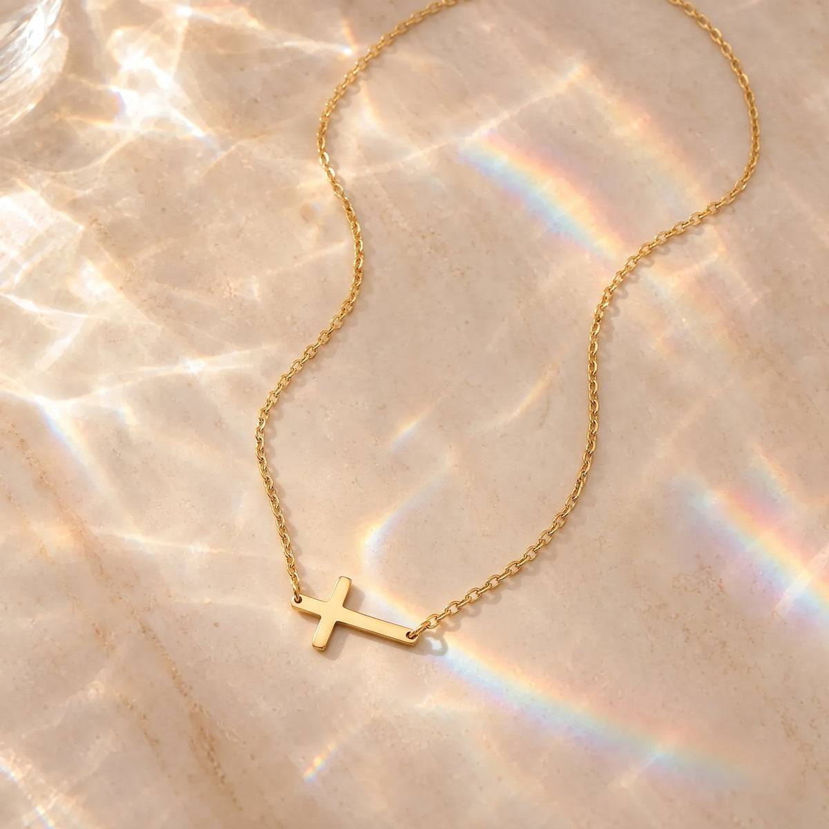 Stainless Steel Sideways Cross Necklace
