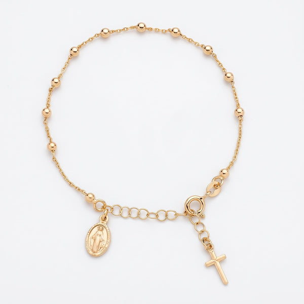 Gold Plated Beaded Rosary Bracelet