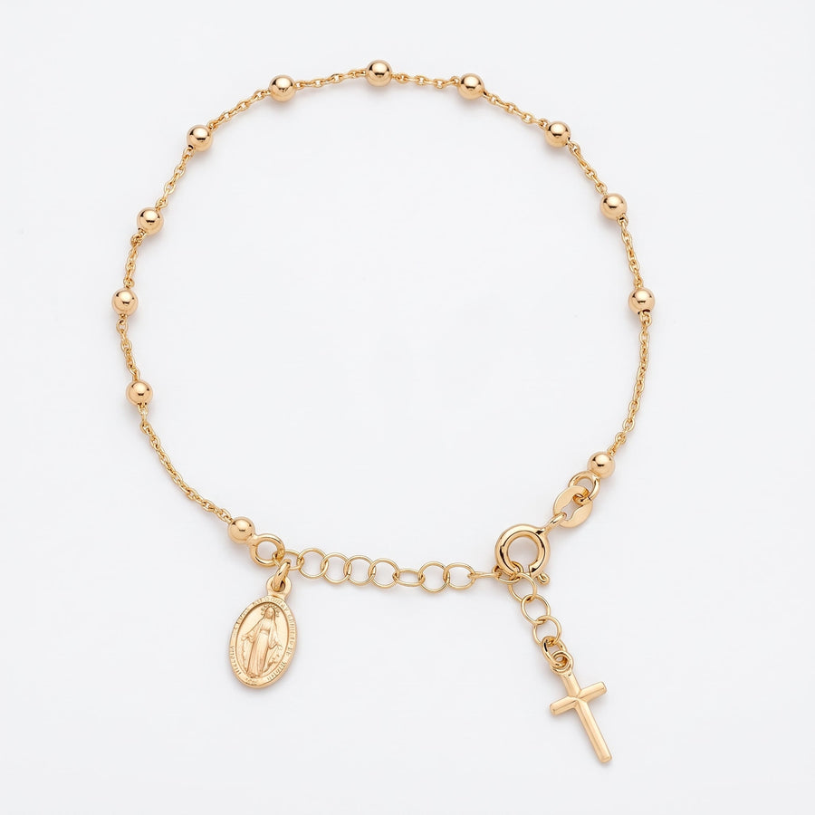Gold Plated Beaded Rosary Bracelet