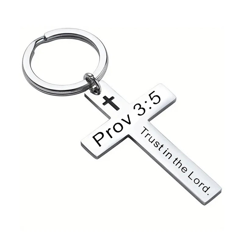 Bible Verse Cross Keyring
