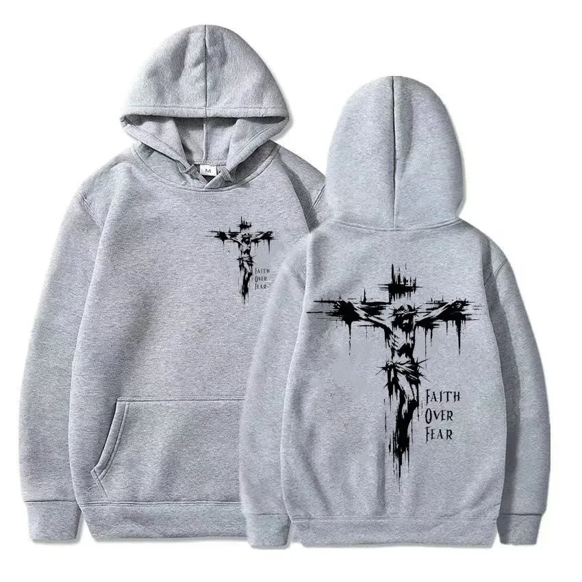 Faith Over Fear Crucifix Hoodie