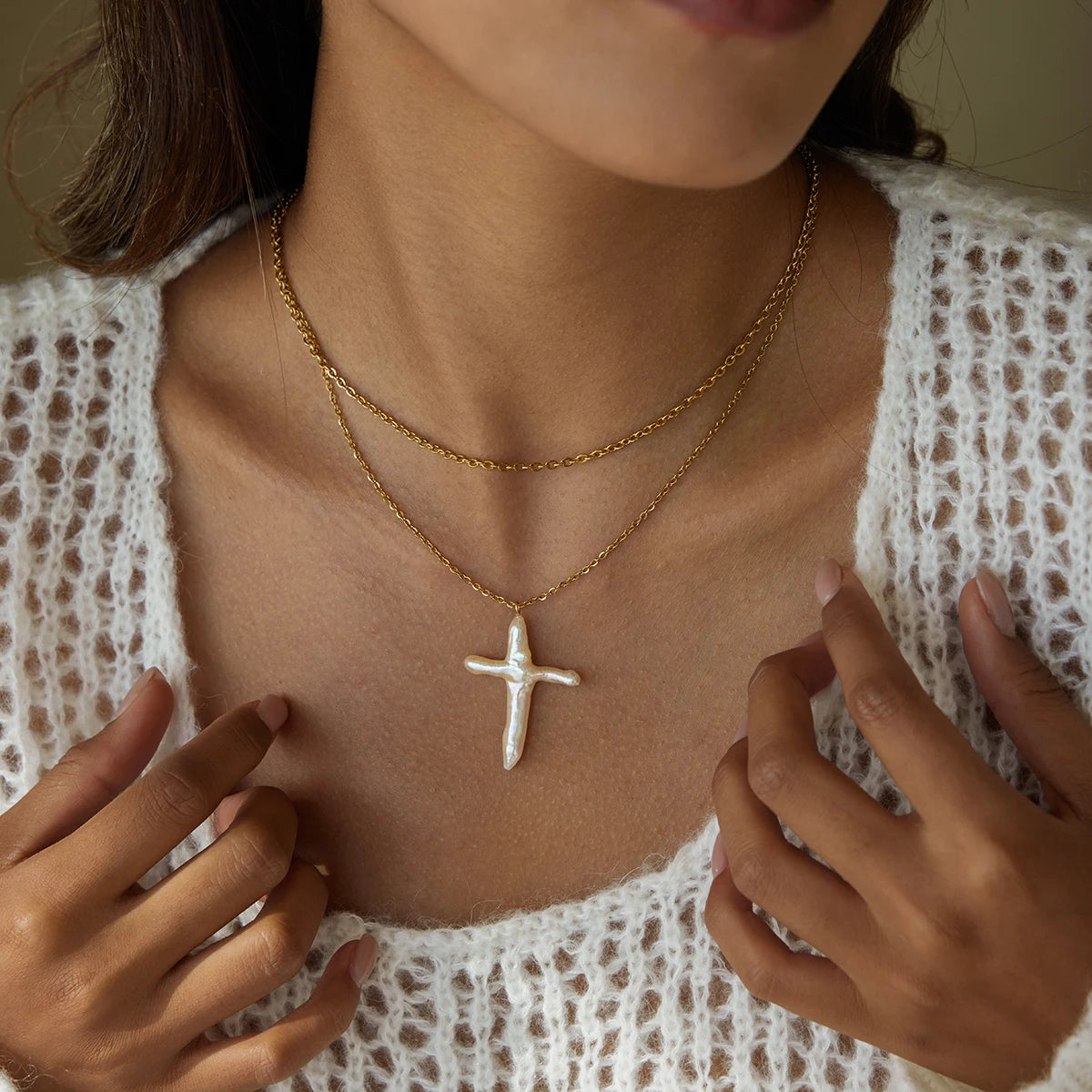 Pearl Cross Necklace