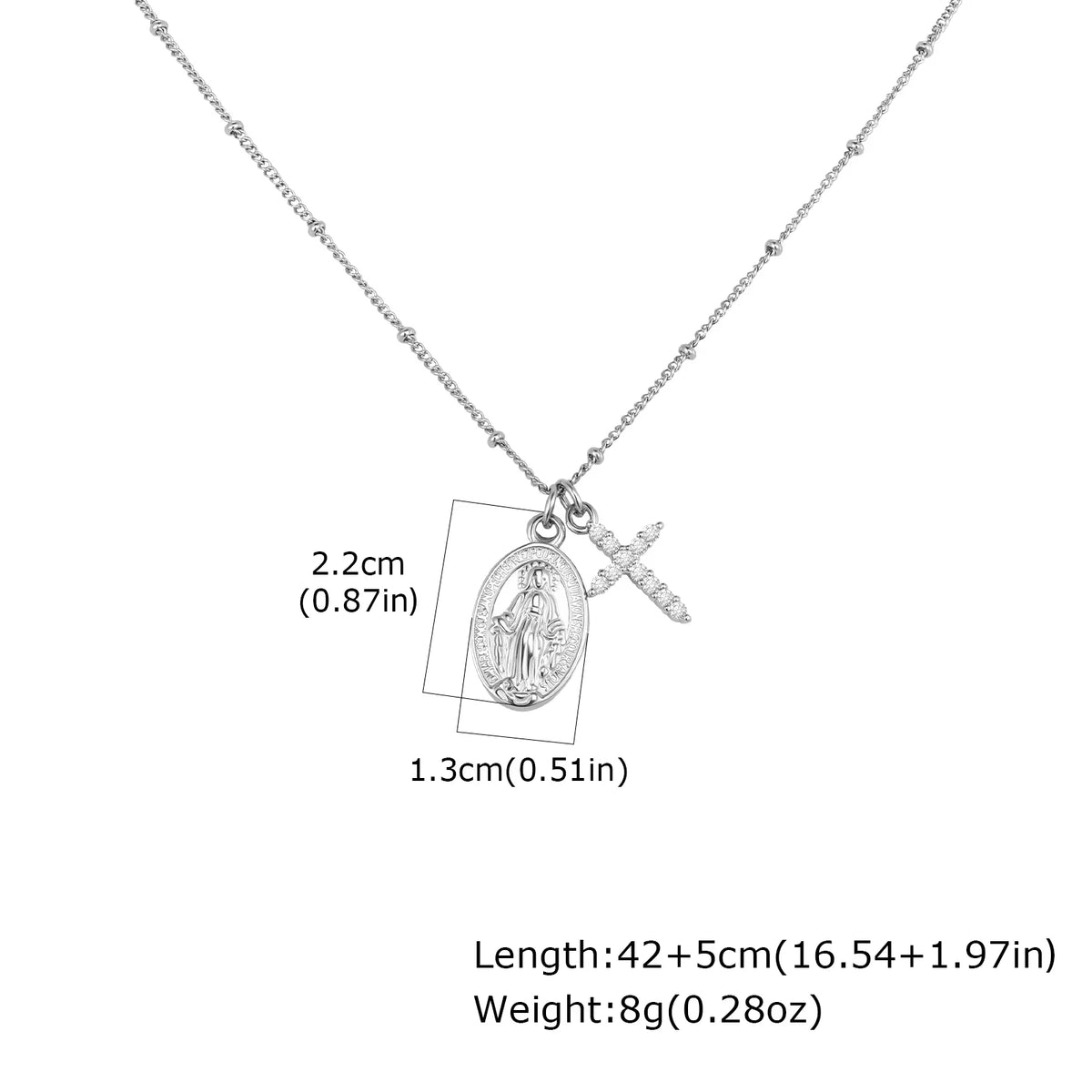 Virgin Mary Medal & Cross Necklace
