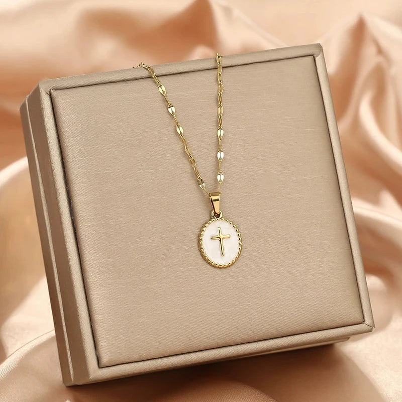 Agape Cross Coin Necklace