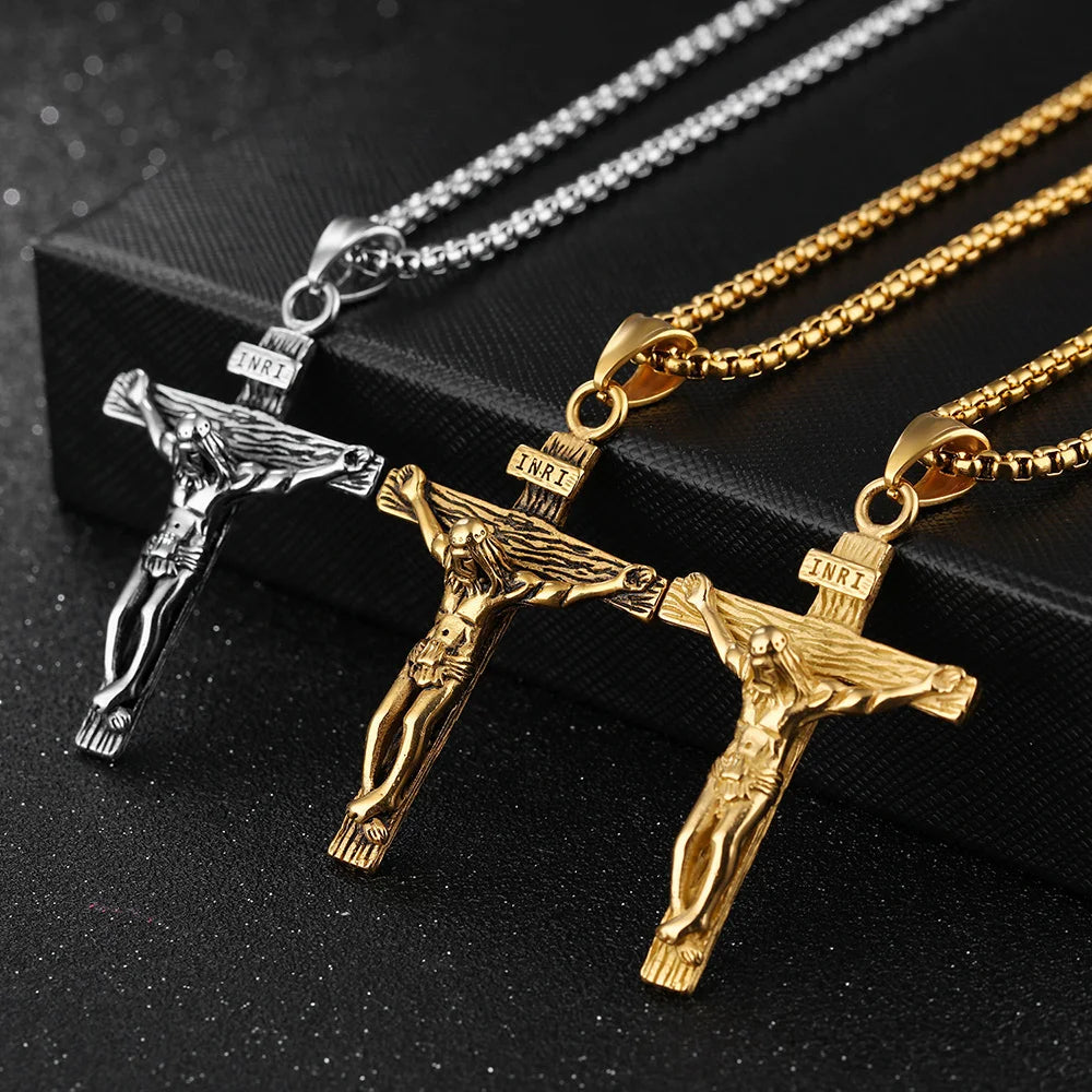 INRI Crucifix Pendant Necklace