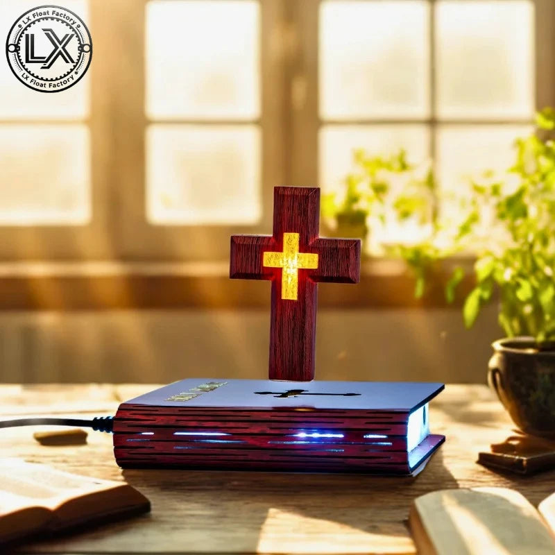Levitating Cross Bible Lamp