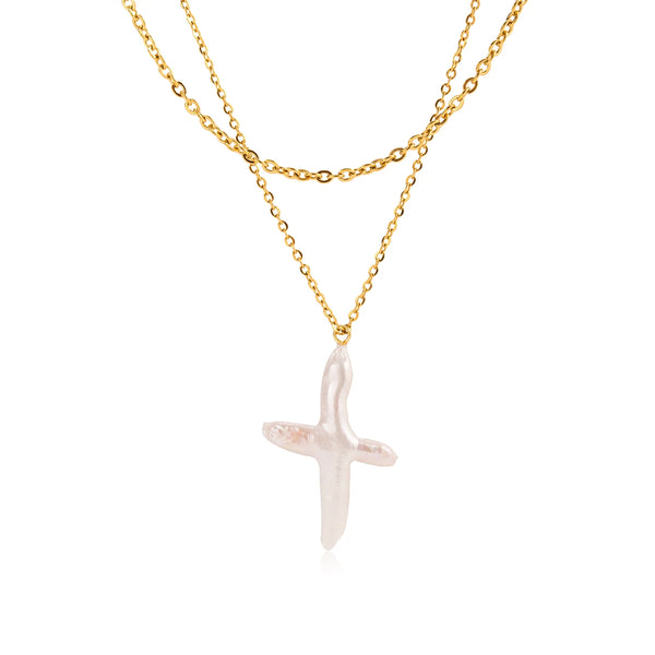 Pearl Cross Necklace
