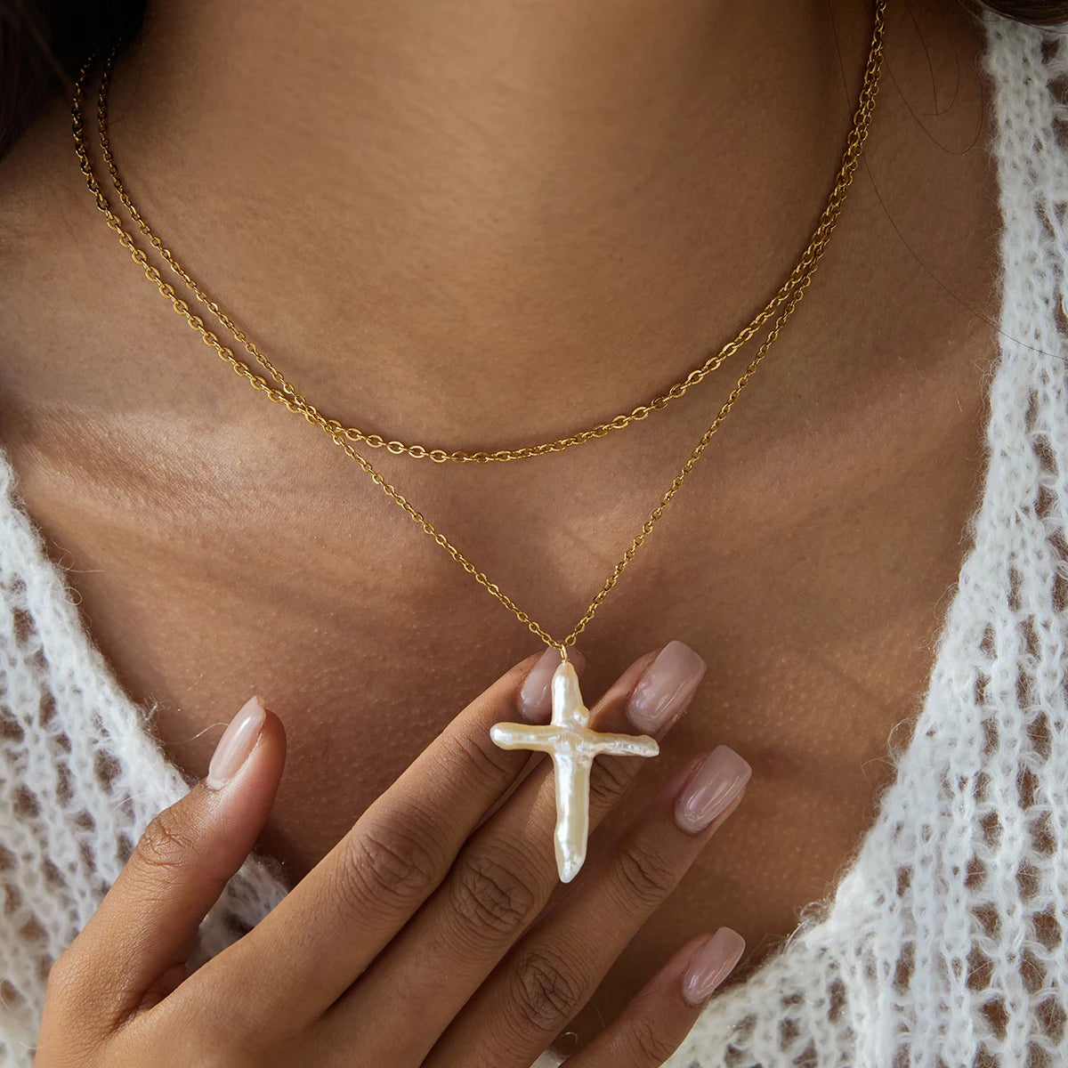 Pearl Cross Necklace