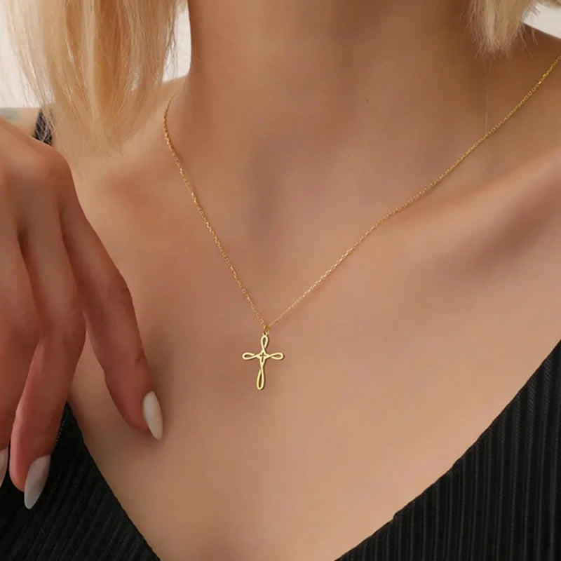 Looped Infinity Cross Necklace