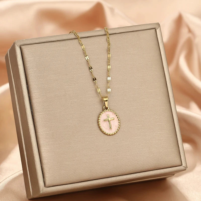 Agape Cross Coin Necklace