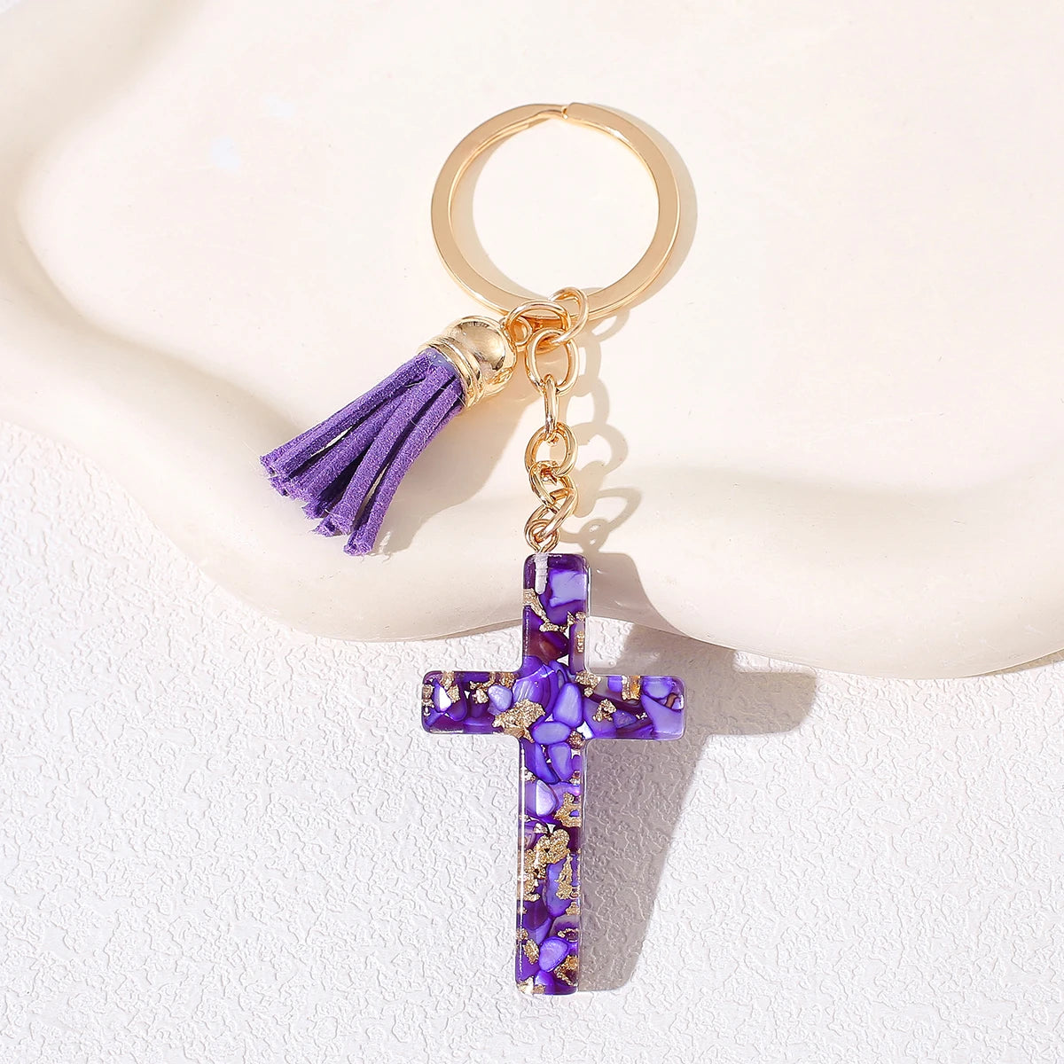 Resin Cross & Tassel Keyring