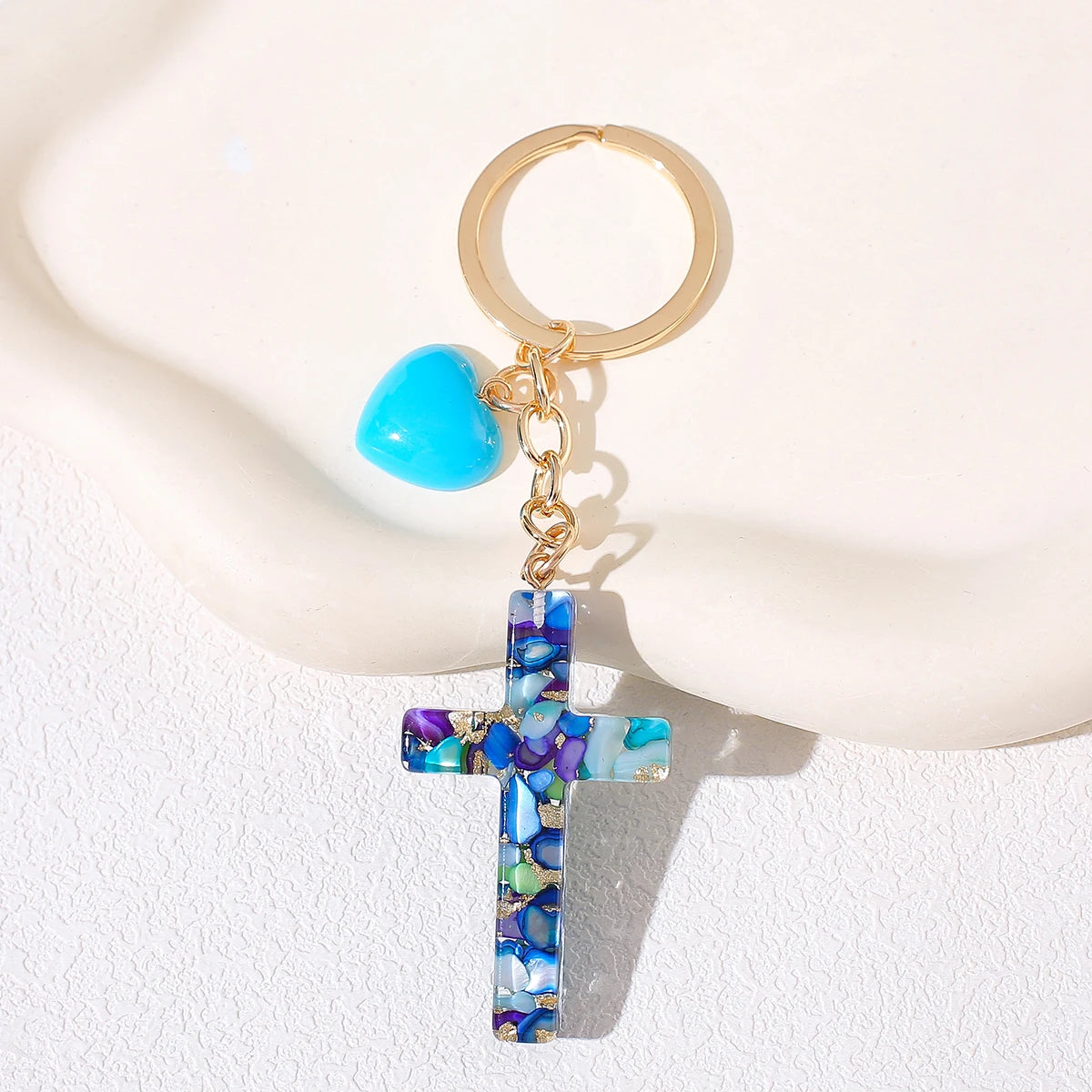 Resin Cross & Tassel Keyring