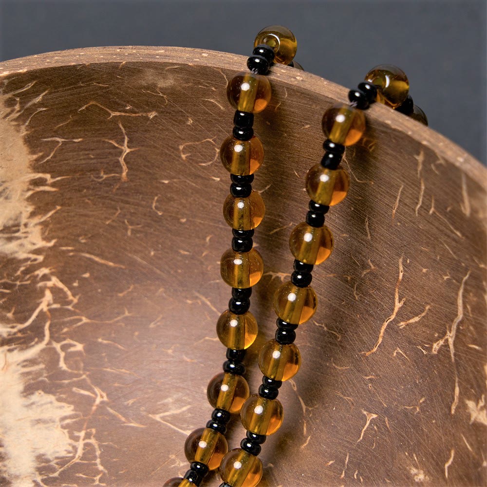 the Holy Family Dark Brown Beads Necklace