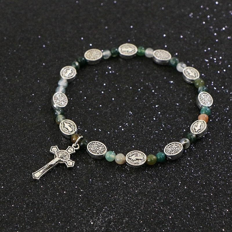 Agate/Turquoise St. Benedict Cross Bracelet
