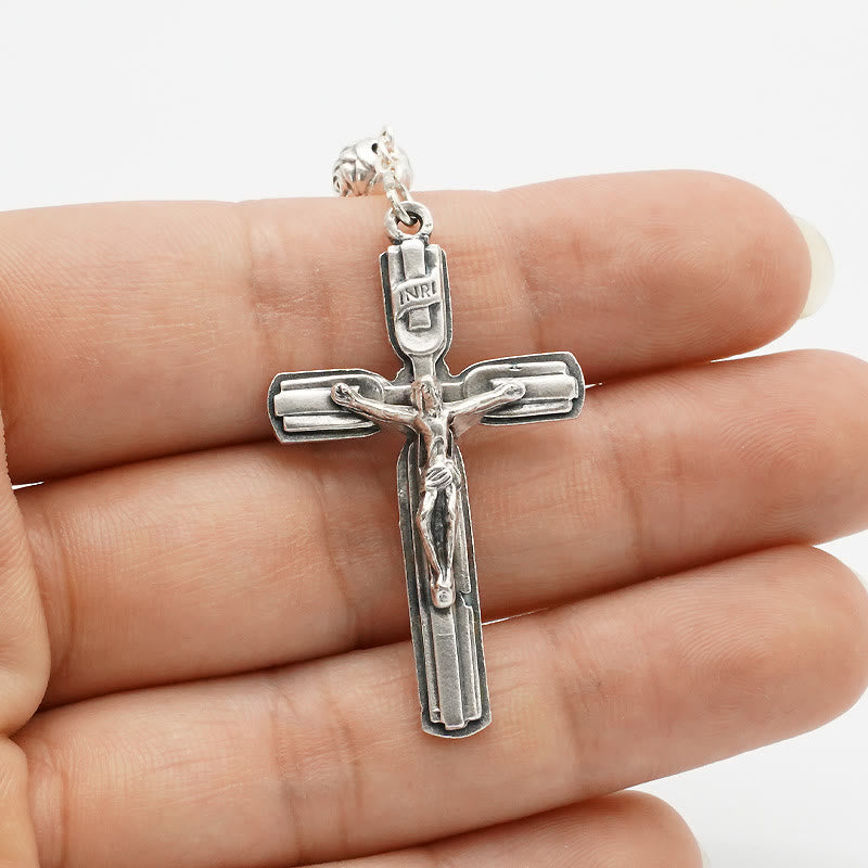 Hematite Rosary with Blessed Virgin Mary Medal