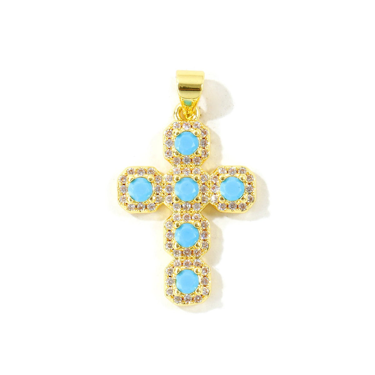 Turquoise Dot Cross Necklace