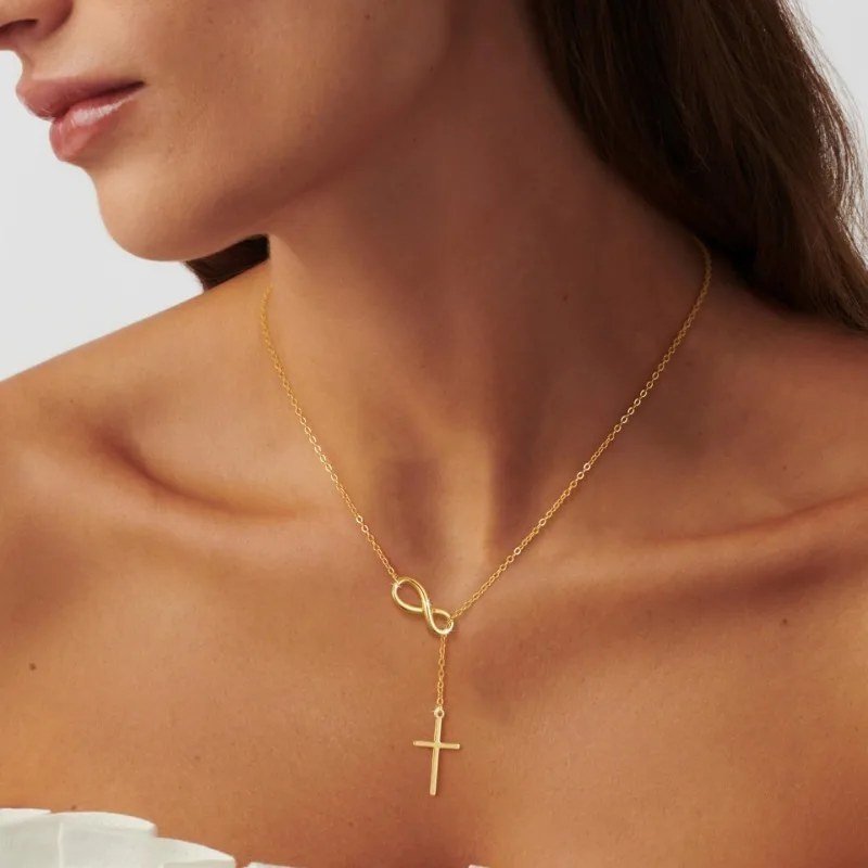 Infinity Cross Lariat Necklace